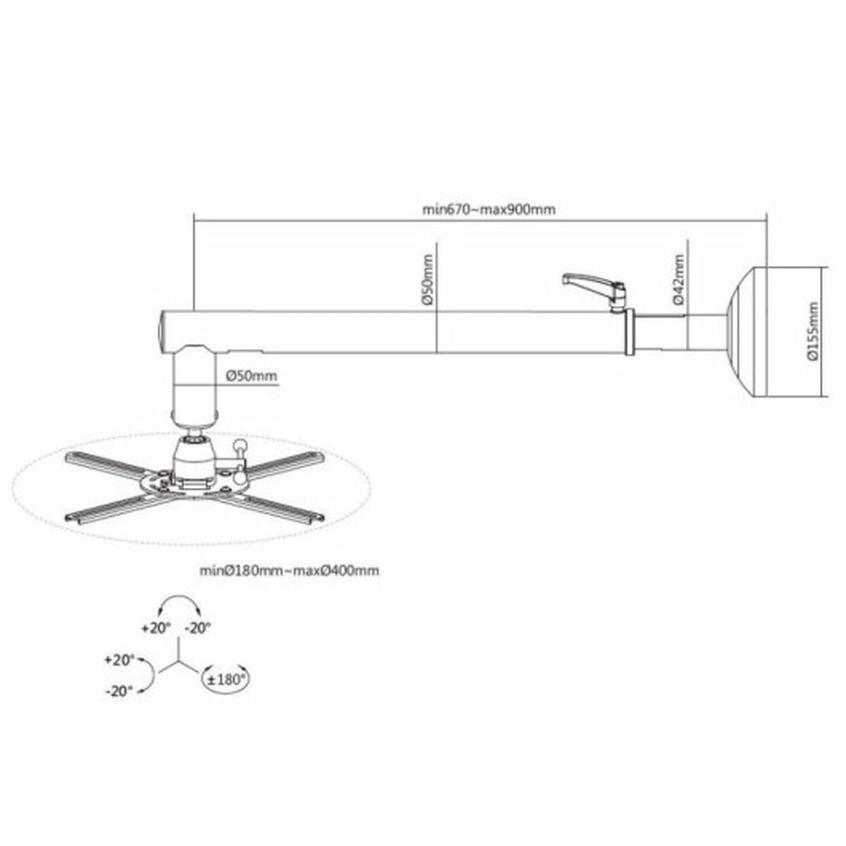 Tilt and Swivel Ceiling Mount for Projectors Equip 650704