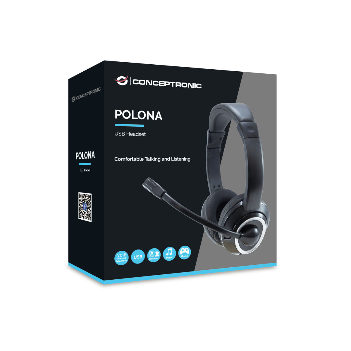 Headphones with Microphone Conceptronic POLONA01B Black