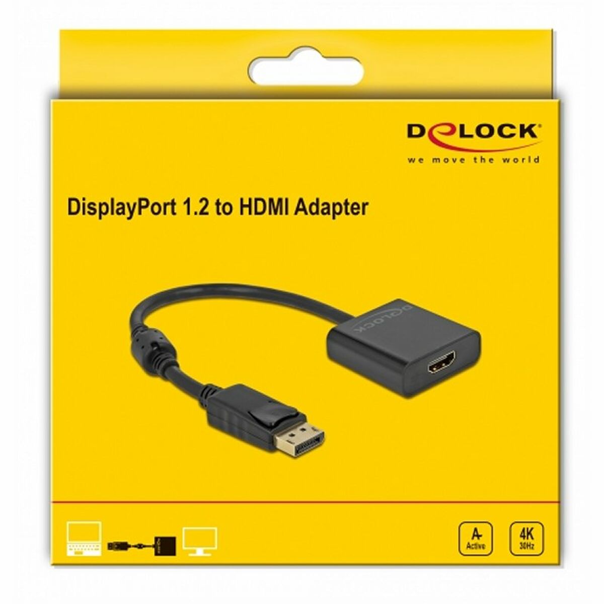 DisplayPort to HDMI Adapter DELOCK 63585 Black 20 cm