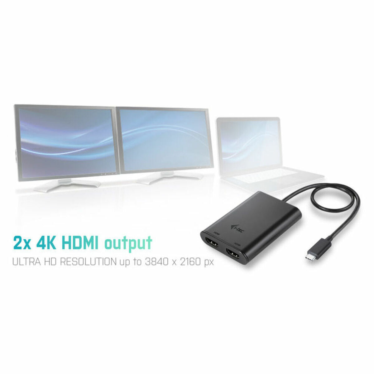 DisplayPort to HDMI Adapter i-Tec C31DUAL4KHDMI        Black 4K Ultra HD