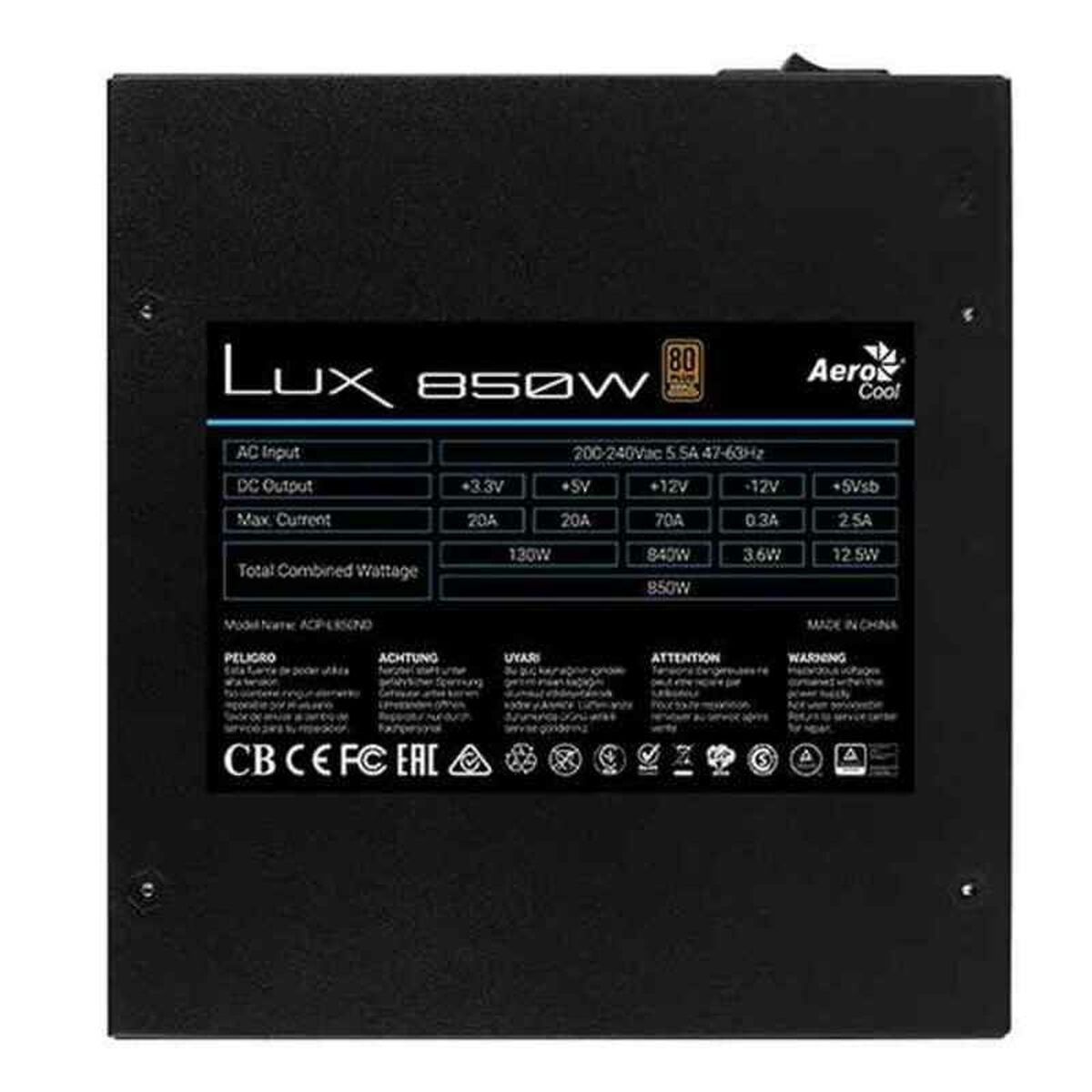 Power supply Aerocool LUX850 Black 850 W