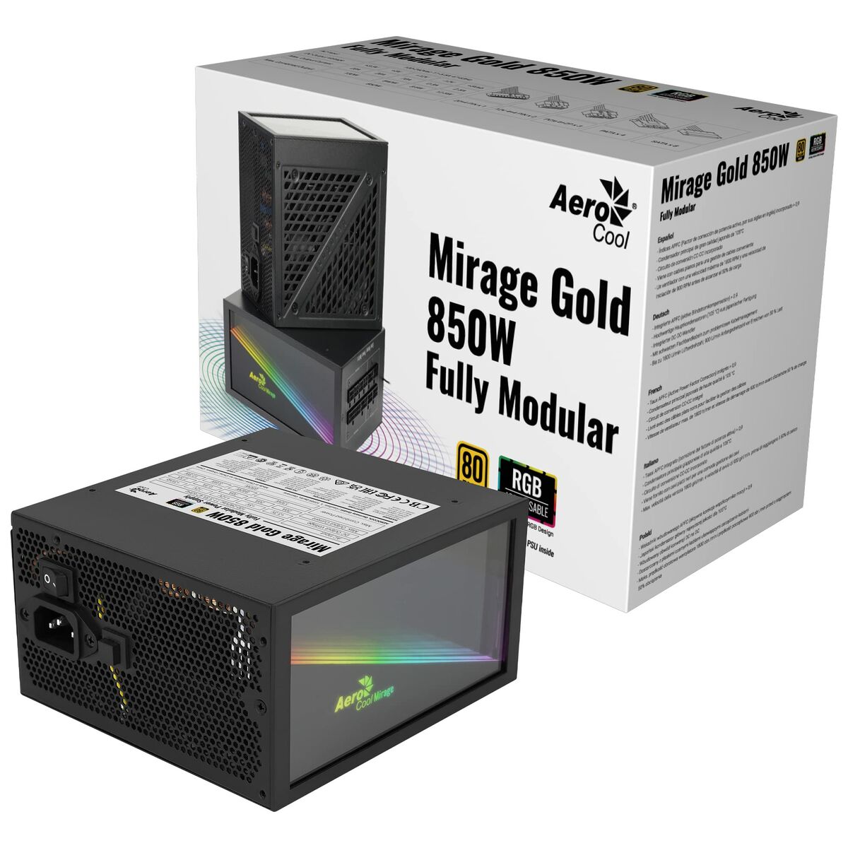 Power supply Aerocool MIRAGEGOLD850M 850 W 130 W 840 W 80 Plus Gold RoHS