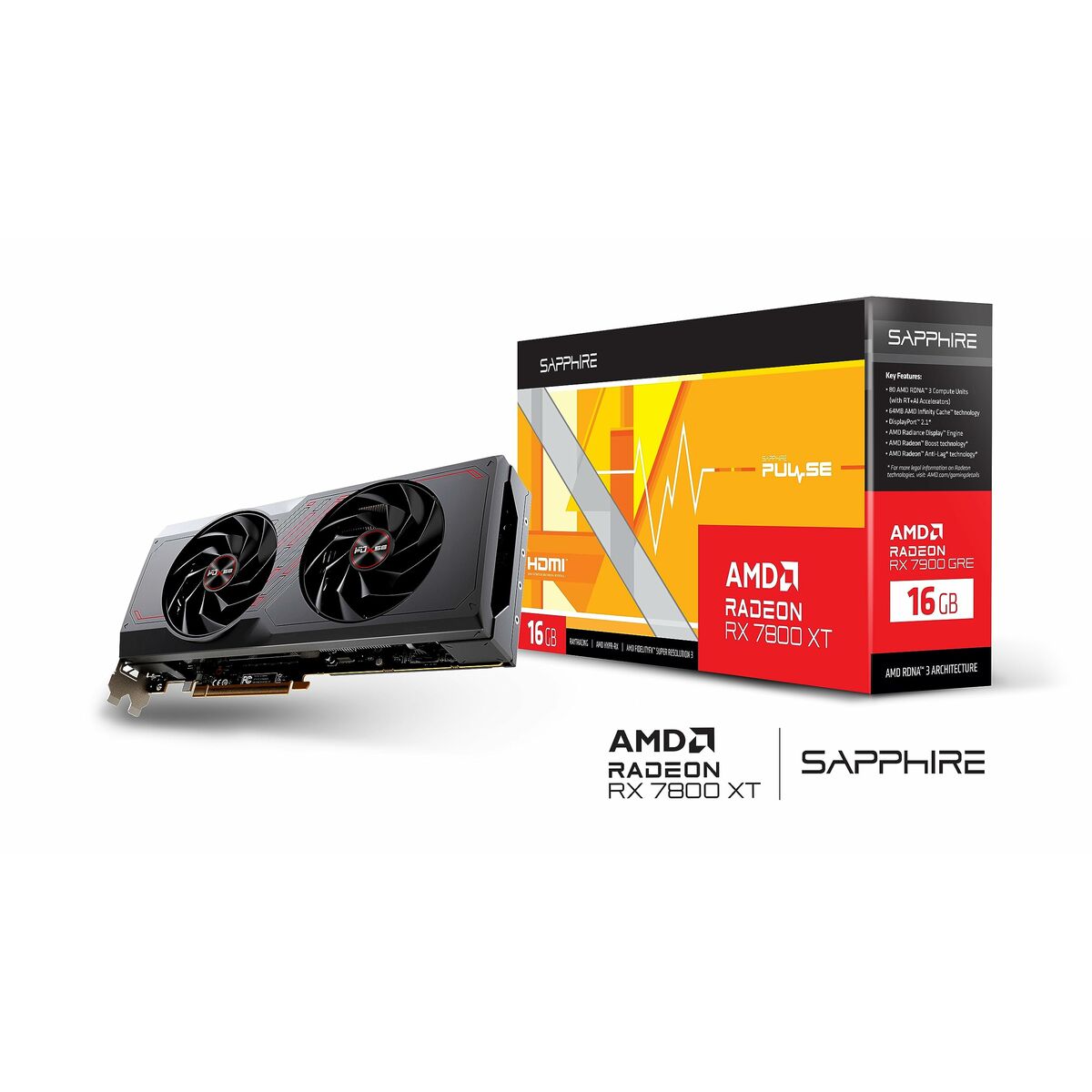 Graphics card Sapphire PULSE 11330-02-20G AMD RADEON RX 7800 XT 16 GB GDDR6