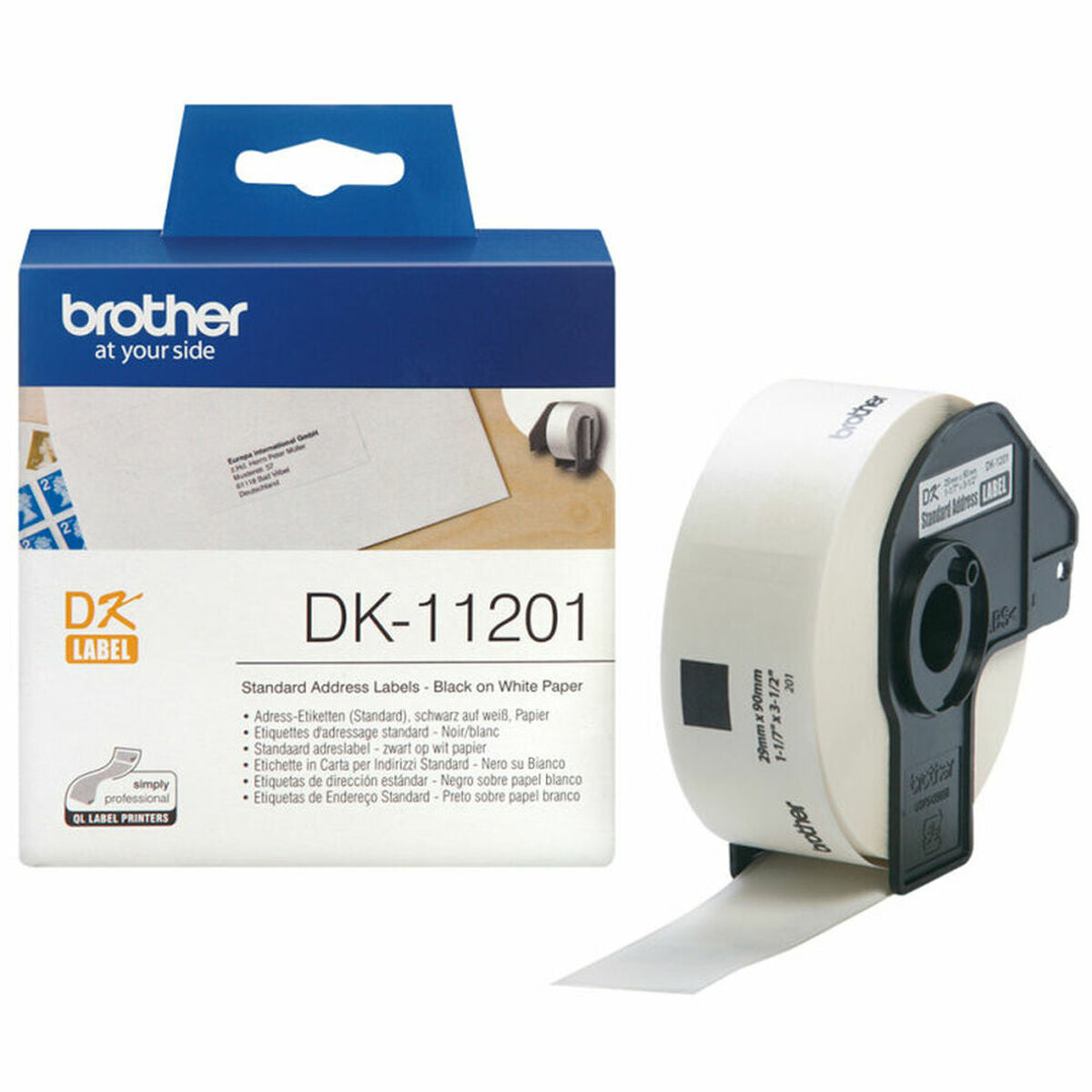 Printer Labels Brother DK11201 29 x 90 mm White Black