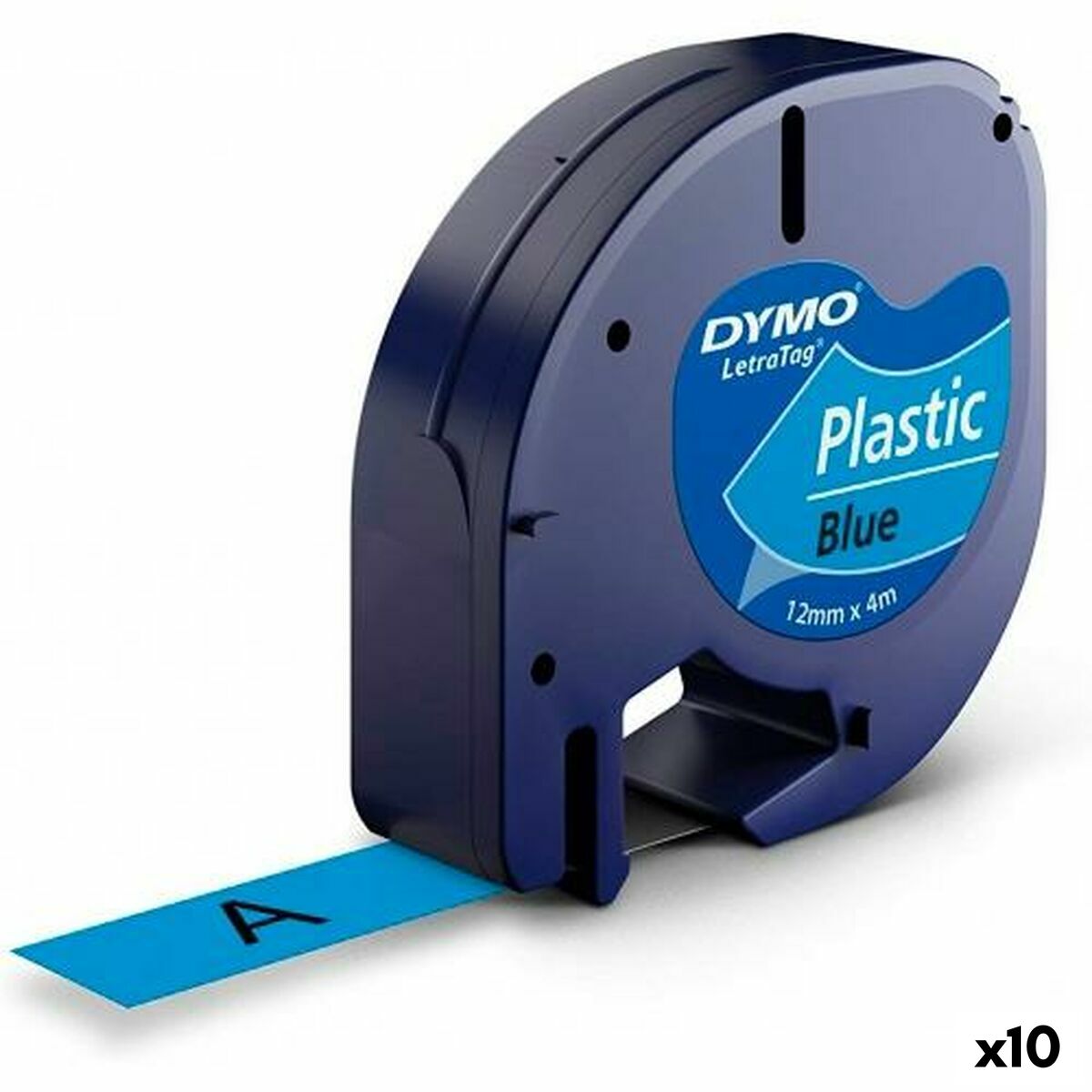 Laminated Tape for Labelling Machines Dymo 91205 12 mm LetraTag® Black Blue (10 Units)