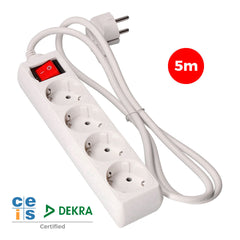 4-socket plugboard with power switch EDM Schuko (5 m)