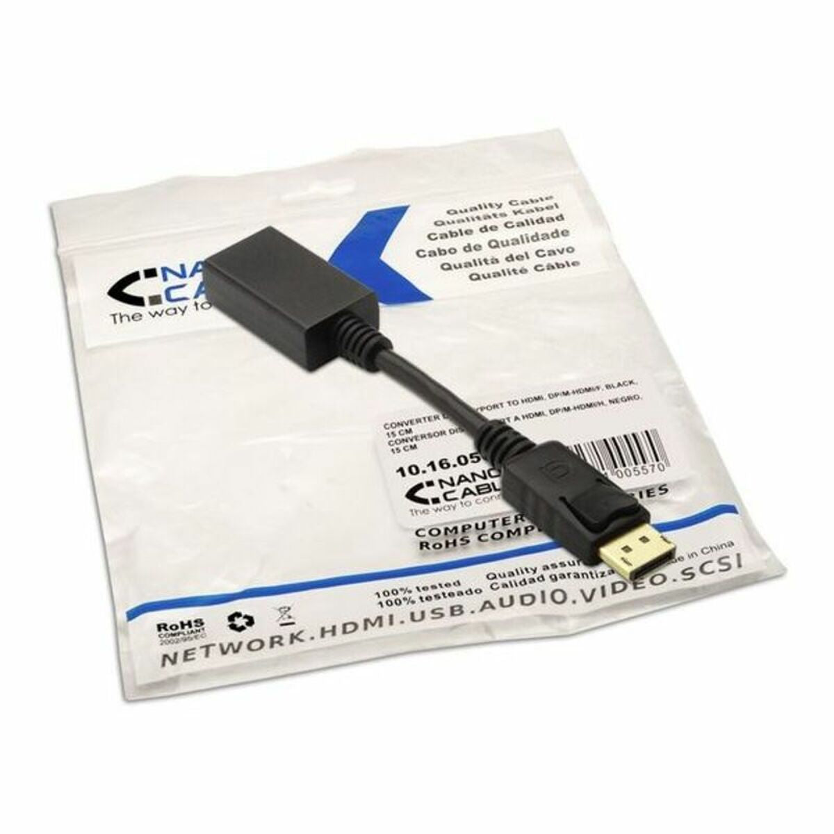 DisplayPort to HDMI Adapter NANOCABLE 10.16.0502 15 cm Black