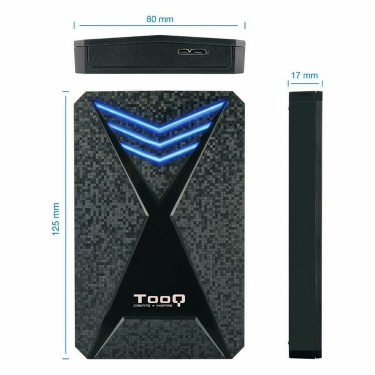 Housing for Hard Disk TooQ TQE-2550BL 2,5" USB 3.0 Blue Black 2,5"