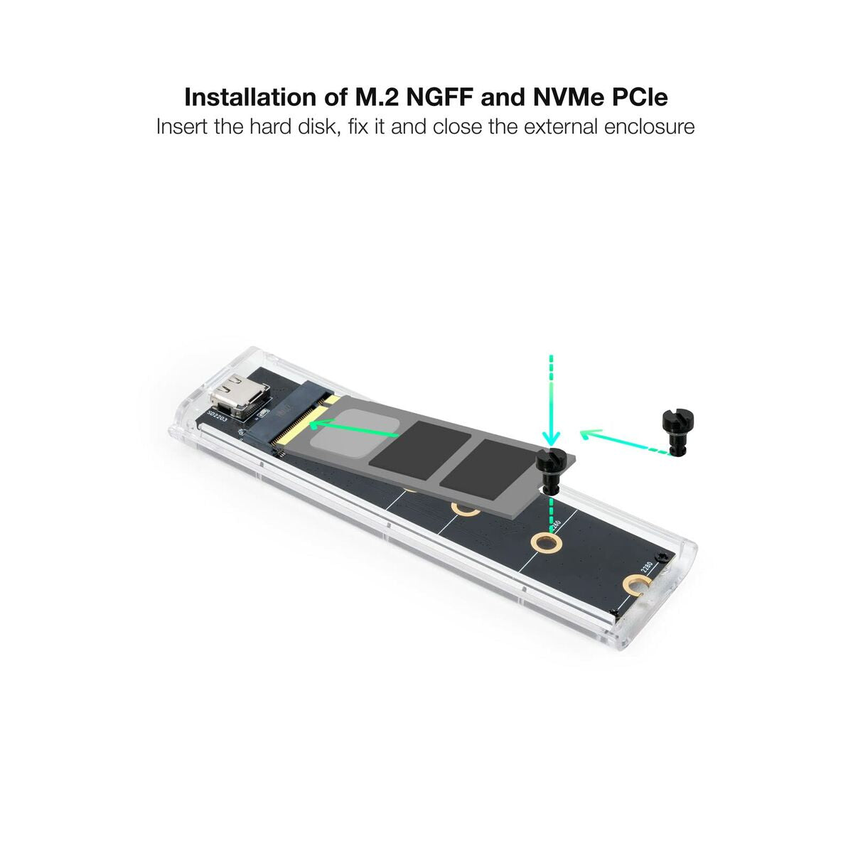 Hard drive case TooQ TQE-2200 Transparent USB USB-C