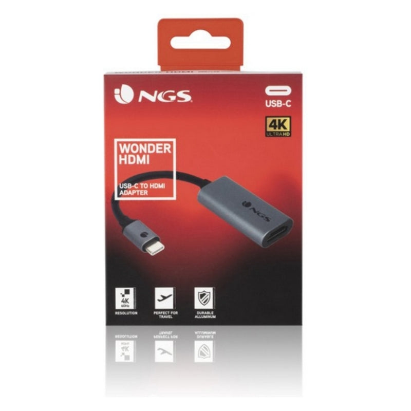 USB C to HDMI Adapter NGS NGS-HUB-0055 Grey 4K Ultra HD Black Black/Grey