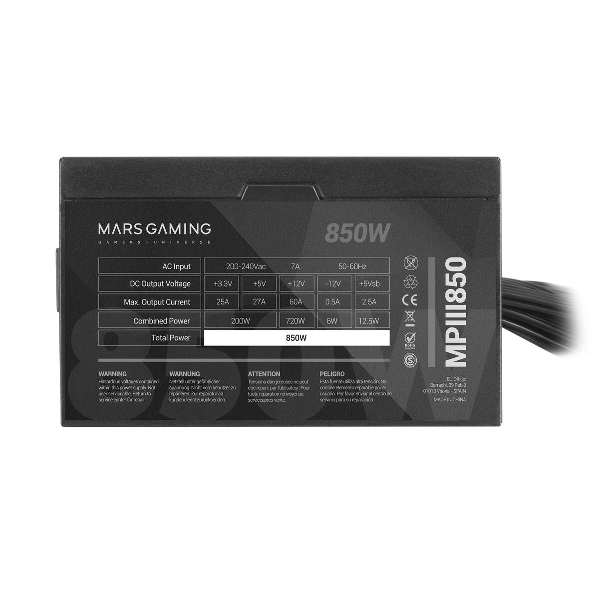 Power supply Mars Gaming MPIII850 850 W ATX