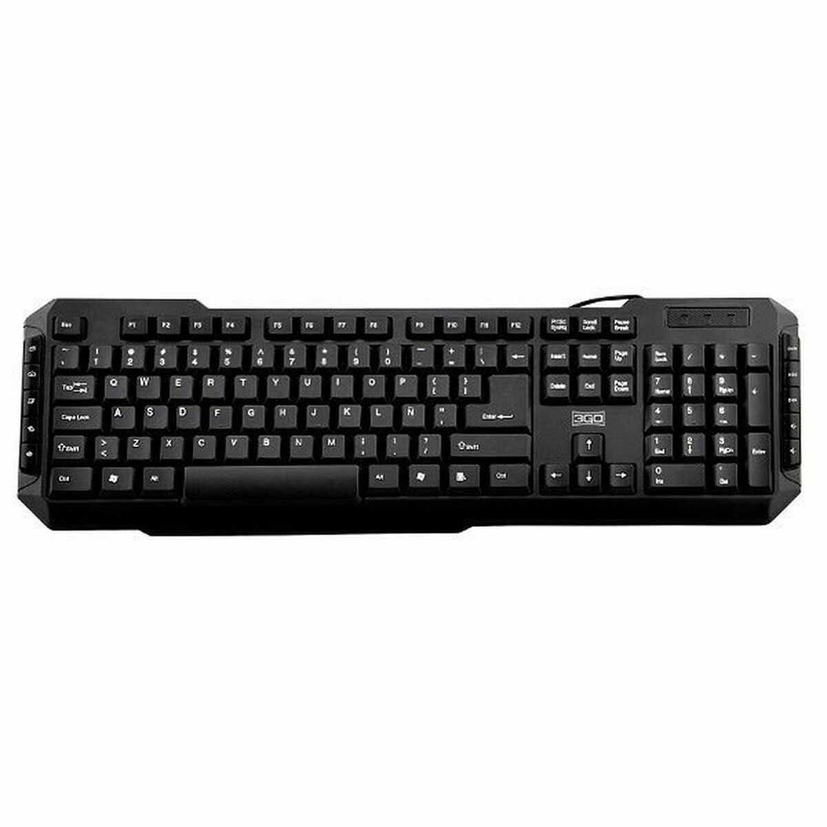 Keyboard 3GO KBDRILEPS2-22 Spanish Qwerty Black Multicolour