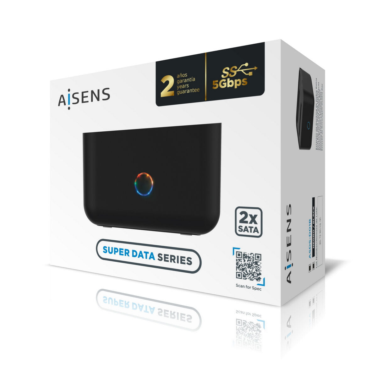 Dual Dock Station Aisens EASDS-D01B Black USB USB 3.0 USB-A