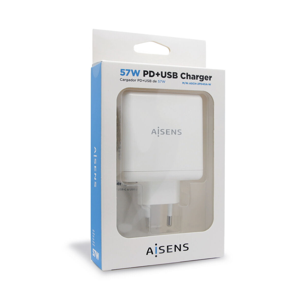 USB Wall Charger Aisens ASCH-2PD45A-W 57 W White USB-C