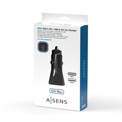 Car Charger Aisens ASCH-CAR2PQC-BK Black