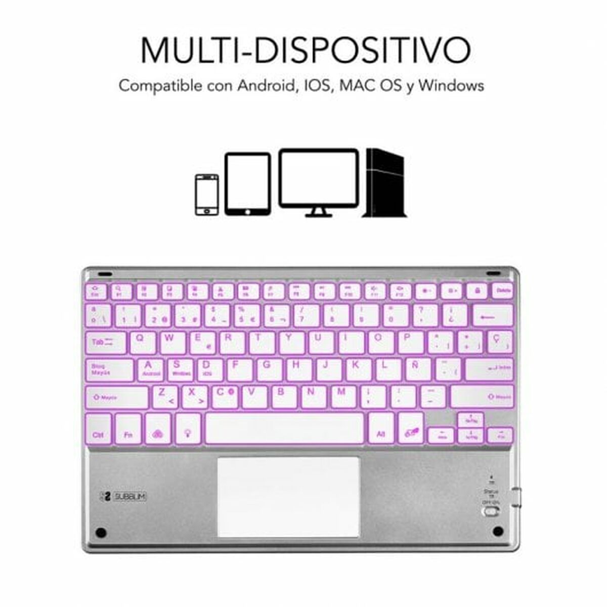 Bluetooth Keyboard with Support for Tablet Subblim SUB-KBT-SMBT50 Silver Spanish Qwerty QWERTY