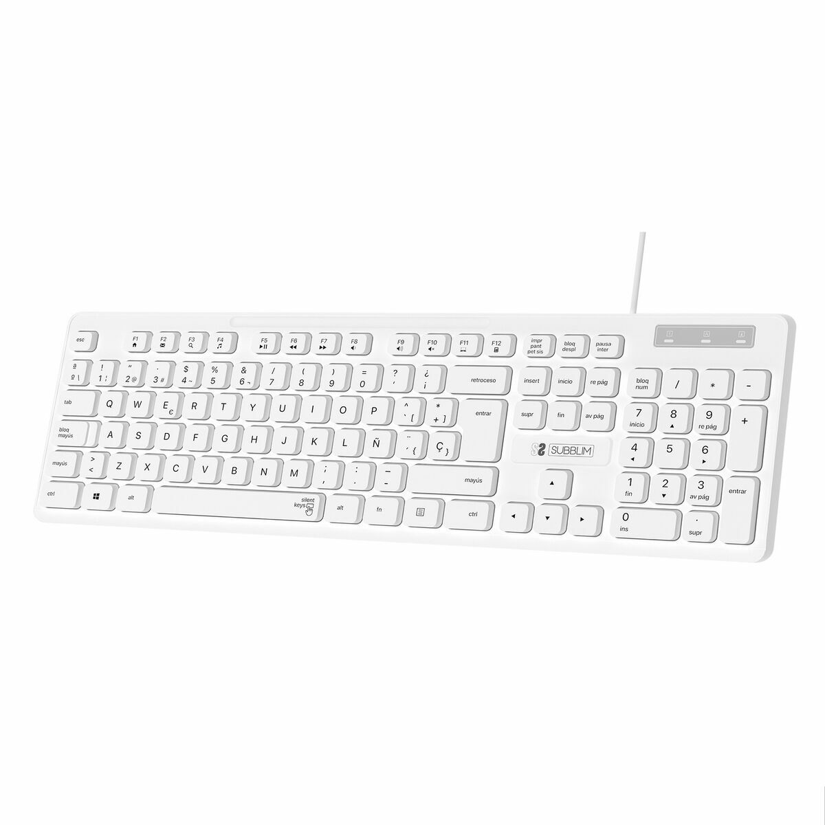 Keyboard Subblim SUBKBC-0SSK51 White Spanish Qwerty