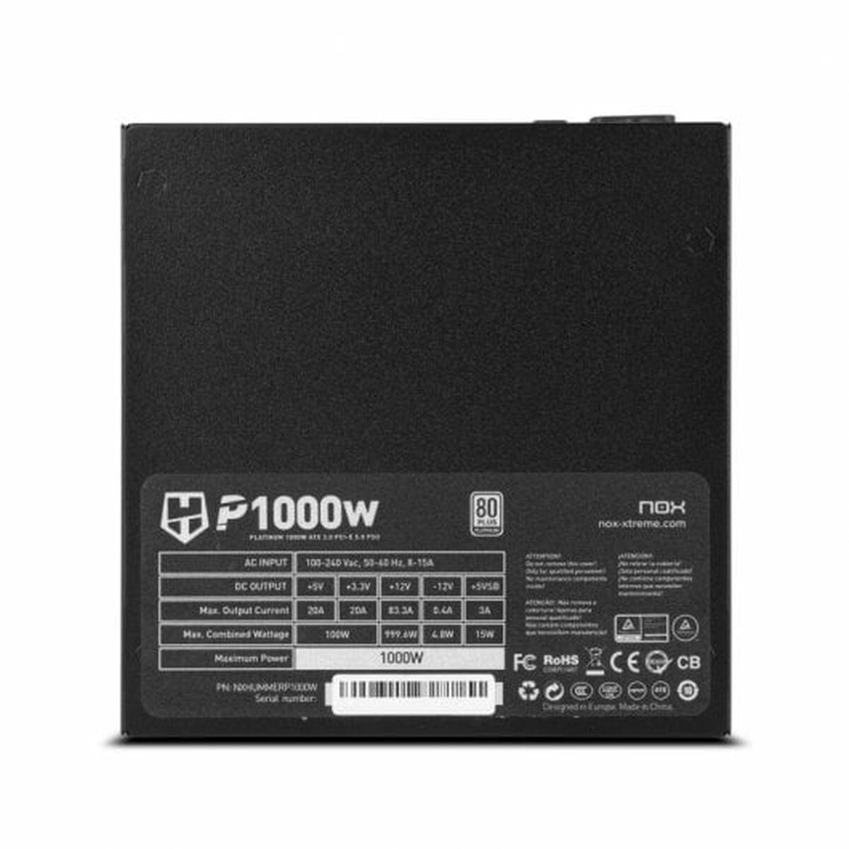 Power supply Nox P1000W 1000 W 80 PLUS Platinum