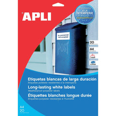 Adhesive labels Apli 210 x 297 mm White 20 Sheets