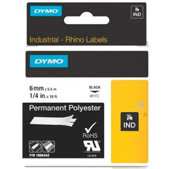 Laminated Tape for Labelling Machines Rhino Dymo ID1-6 White Black 6 x 5,5 mm (5 Units)