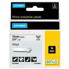 Laminated Tape for Labelling Machines Rhino Dymo ID1-19 19 x 5,5 mm Black White Stick Self-adhesives (5 Units)