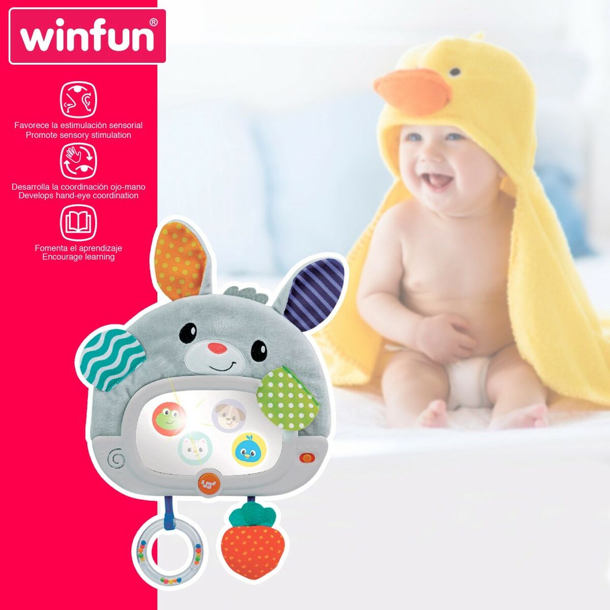 Baby toy Winfun Rabbit 25 x 35 x 2,5 cm (4 Units)