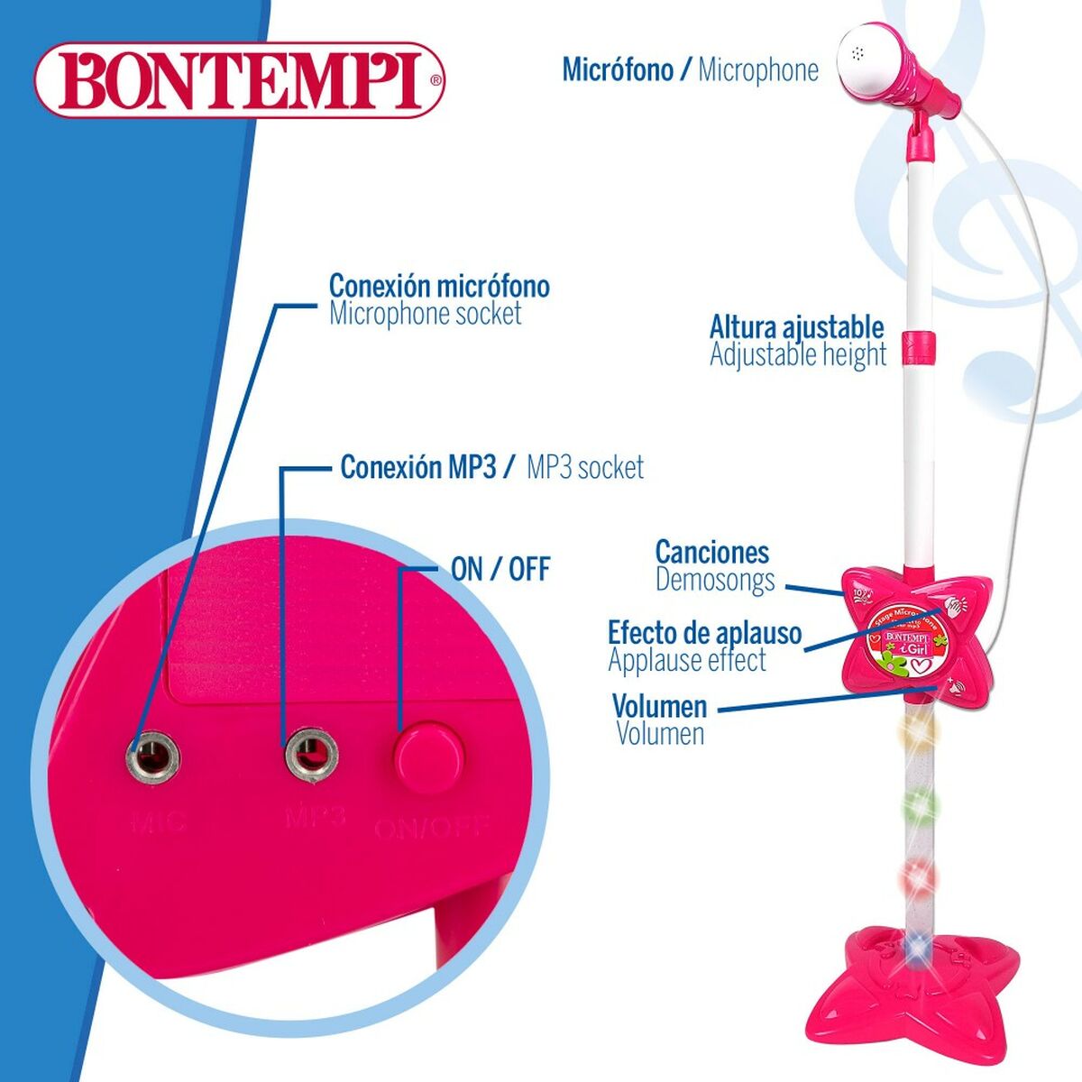 Toy microphone Bontempi Pink Electric