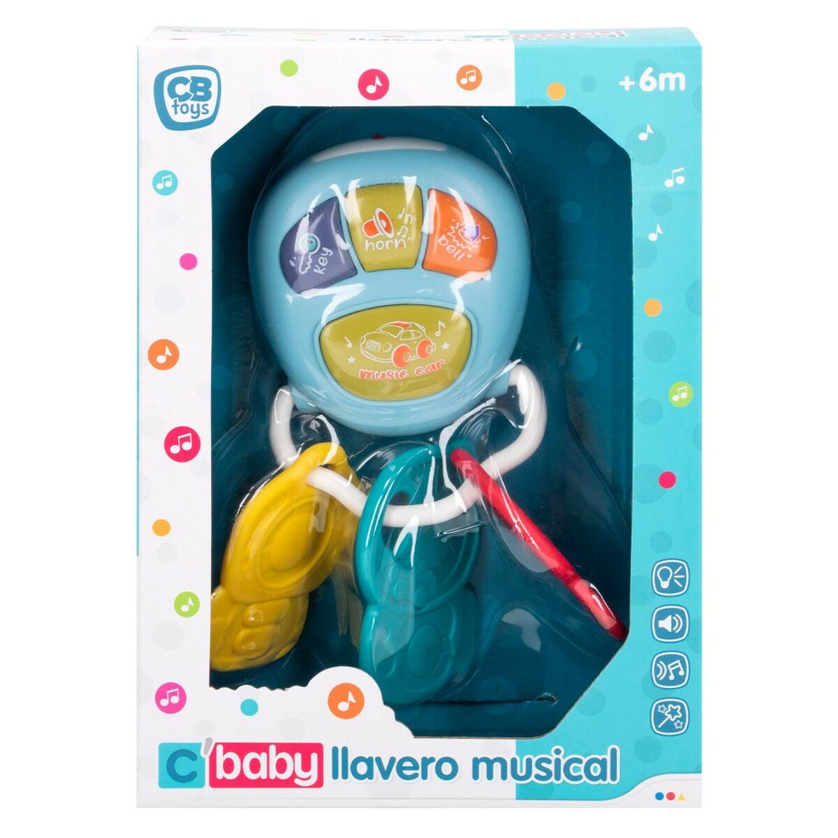 Musical Rattle Colorbaby Keychain 8 x 17,5 x 6,5 cm (6 Units)