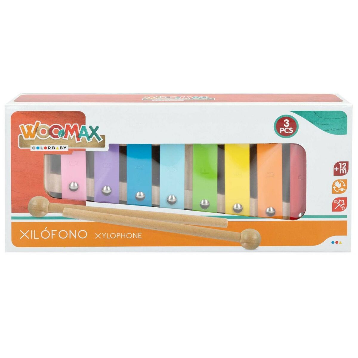 Xylophone Woomax Wood Metal 26 x 4,5 x 11,5 cm (6 Units)