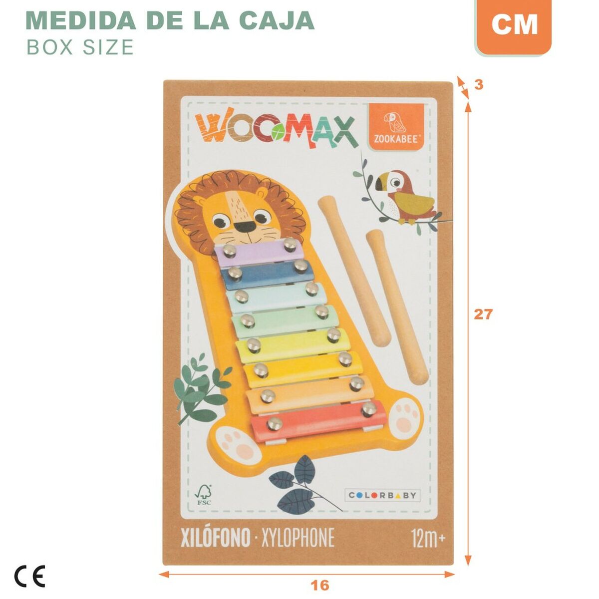 Xylophone Woomax Lion Wood 16 x 2,5 x 26 cm (6 Units)