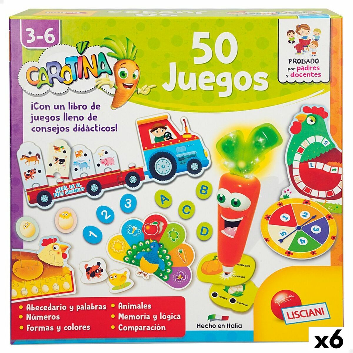 Educational Game Lisciani Carotina Baby 50 Juegos Electric 4,5 x 14,5 x 3,5 cm (6 Units)